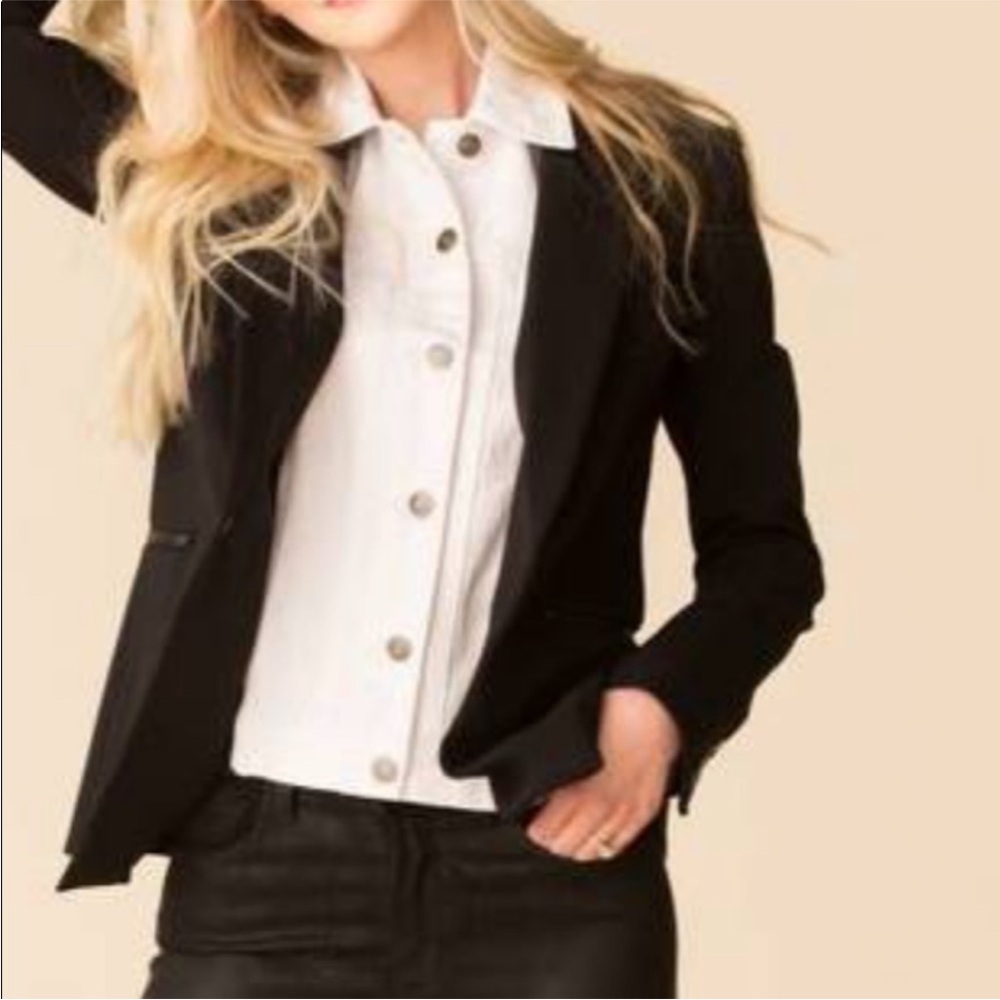 $248 Veronica Beard Rare Slate White luxe Denim Jean Dickey Jacket insert 00-14